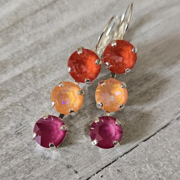Austrian Crystal Earrings in Silver - Picture 3 of 11